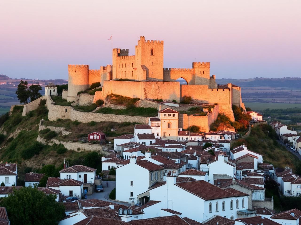 Óbidos medieval castle at dusk